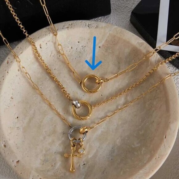 Charm Holder Necklace Waterproof Gold Layering Chain Charm Holder Necklace CUTE - Picture 4 of 11